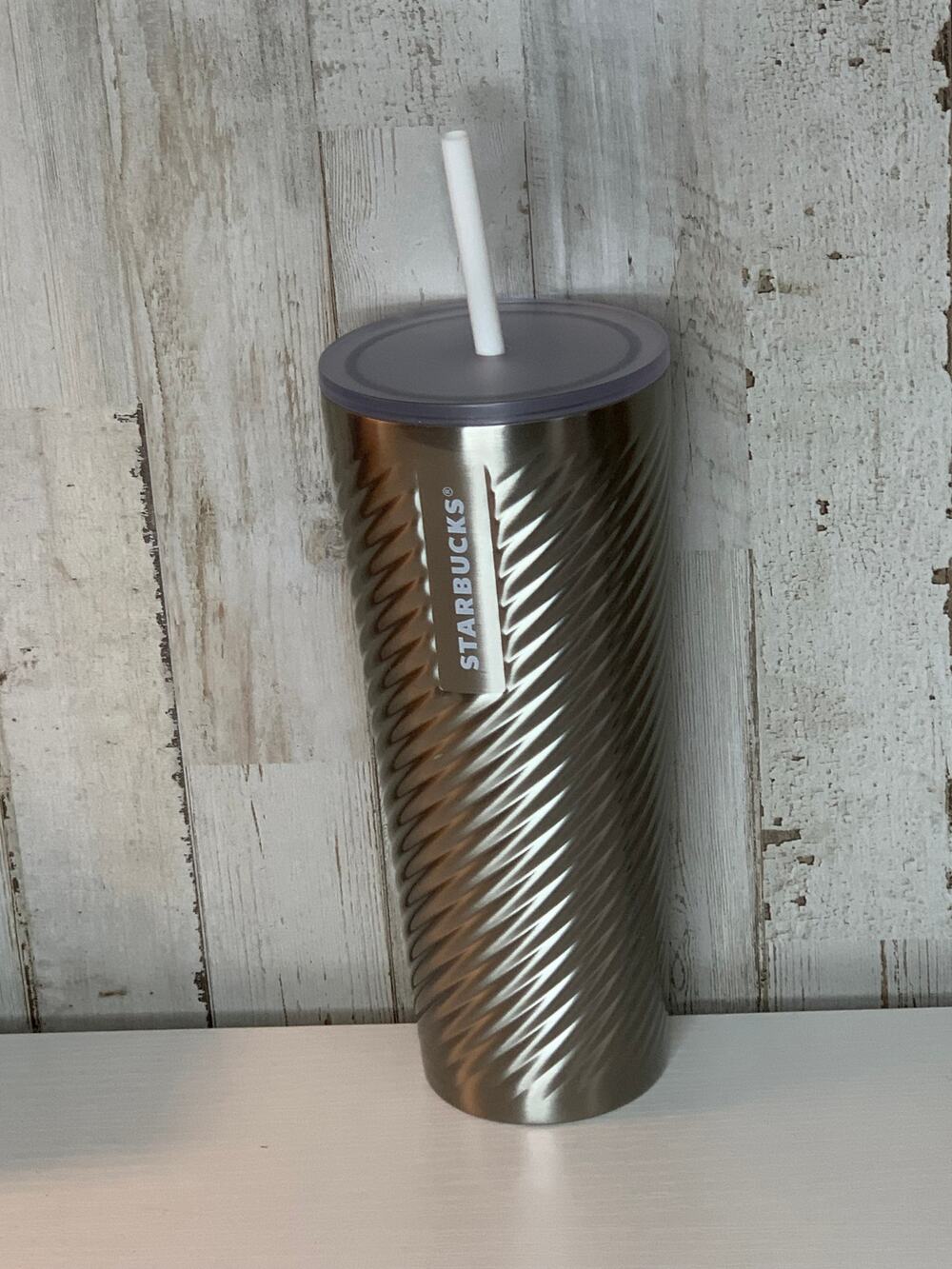 Starbucks 2022 Holiday Silver Swirl Cold Cup Tumbler 24oz Lid Straw